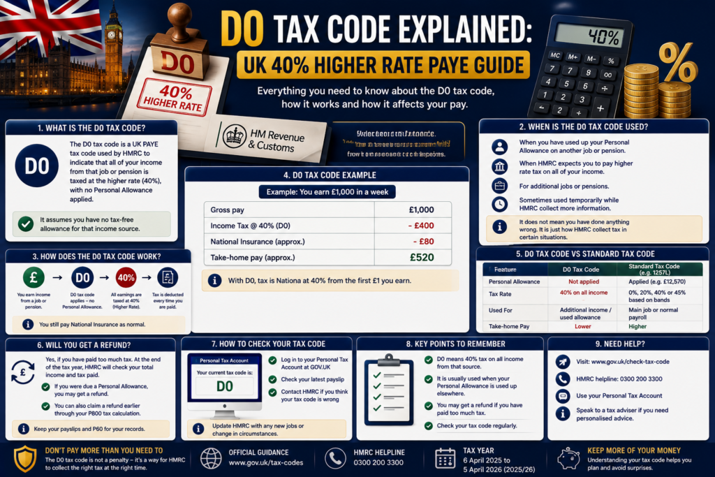 D0 Tax Code Explained – UK 40% Higher Rate PAYE Guide